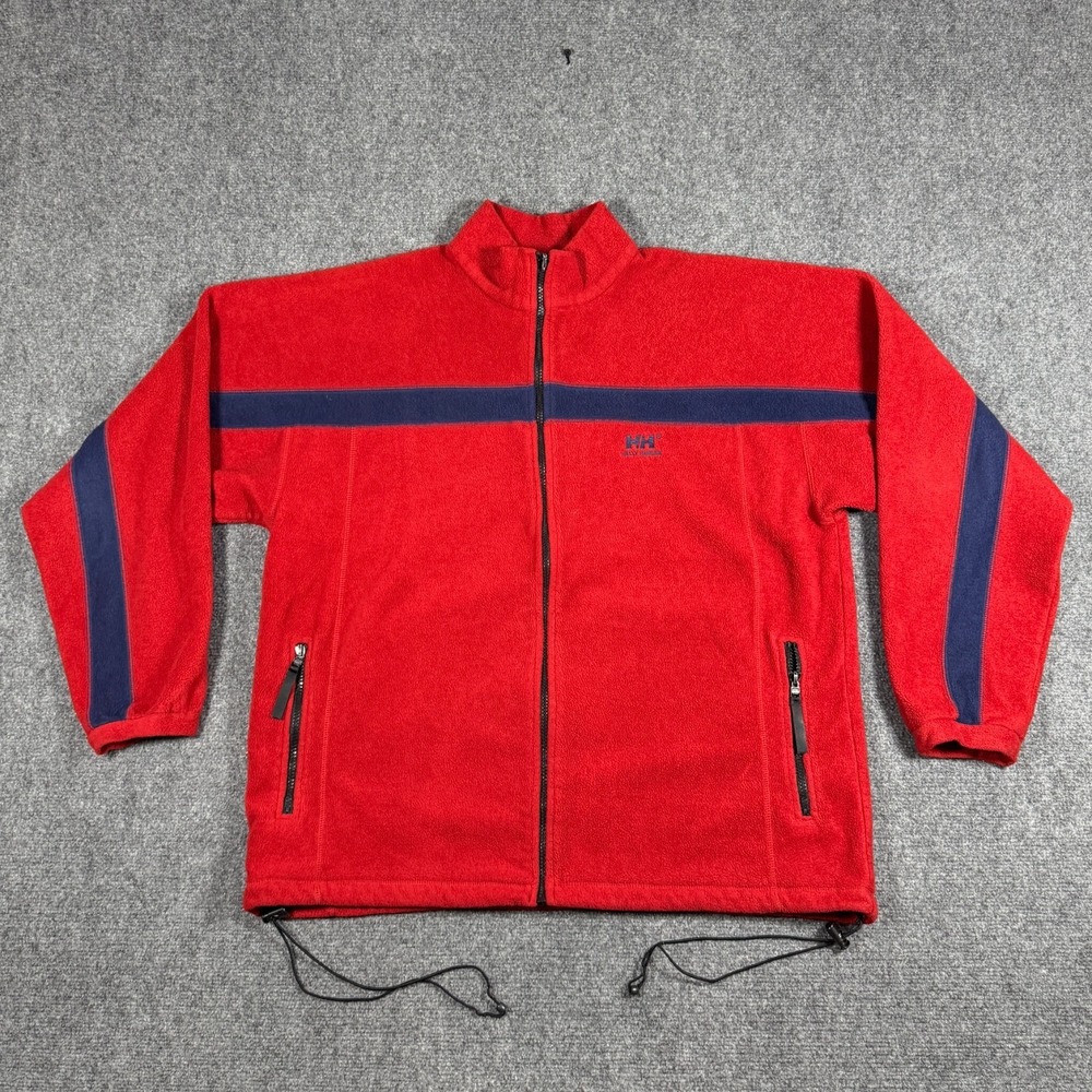 VTG Helly Hansen Jacket Mens Large Red Fleece Full Zip Hiking Outdoor